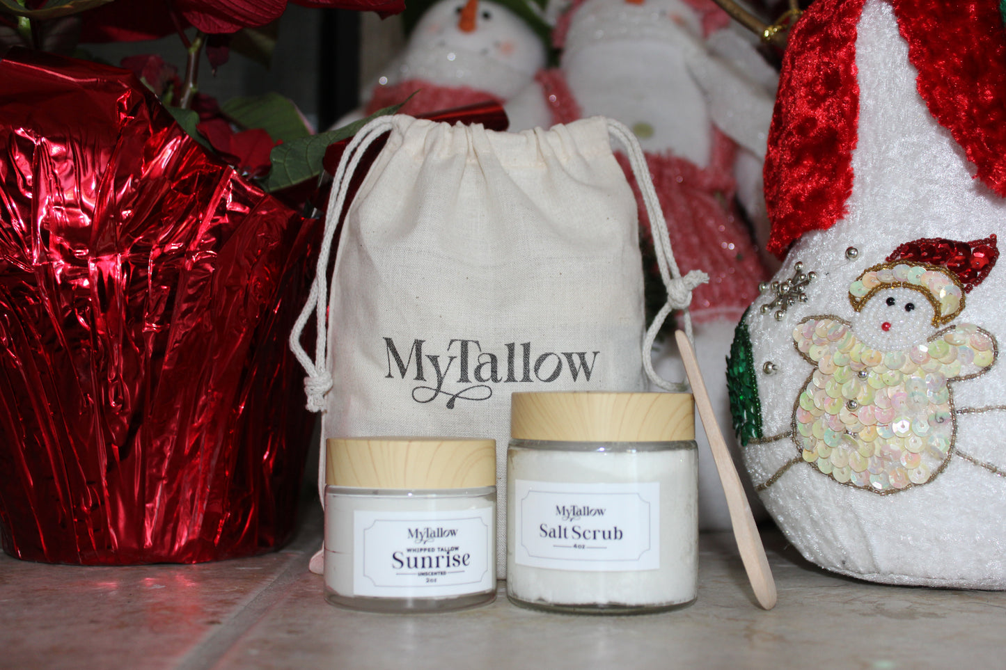 Salt Scrub+Whipped Tallow Unscented+Cotton Bag🎁